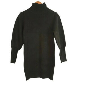 SEE U SOON TURTLE NECK black LONG SWEATER BALLON BISHOP SLEEVE SIZE  S/M WOMEN'S